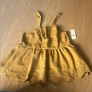 Anthropologie babydoll pointelle scalloped tank